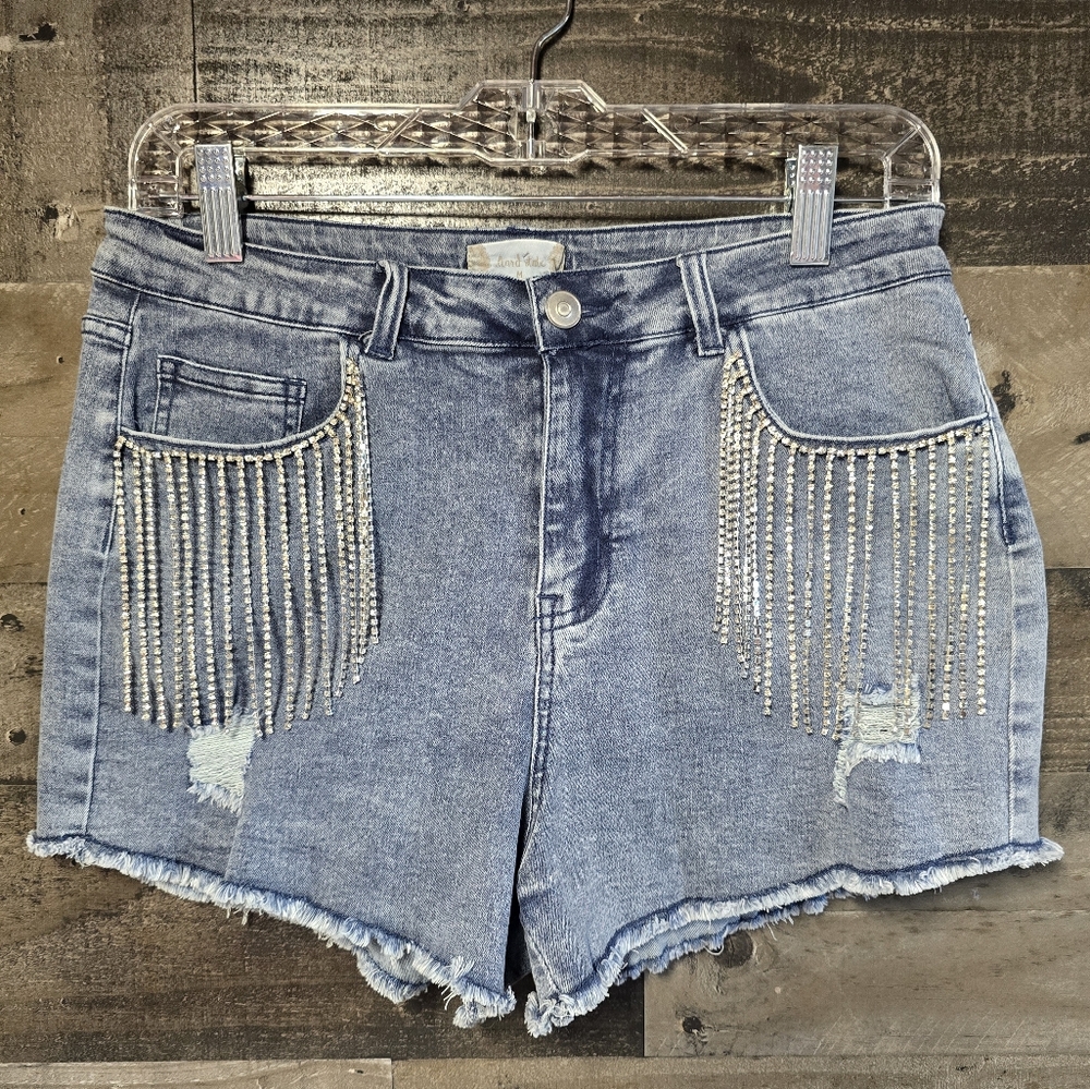Altar'd State Rhinestone Denim Shorts